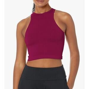 CALVIN KLEIN PERFORMANCE Women's Rib Crop Top Large Chianti Red Sleeveless NWT